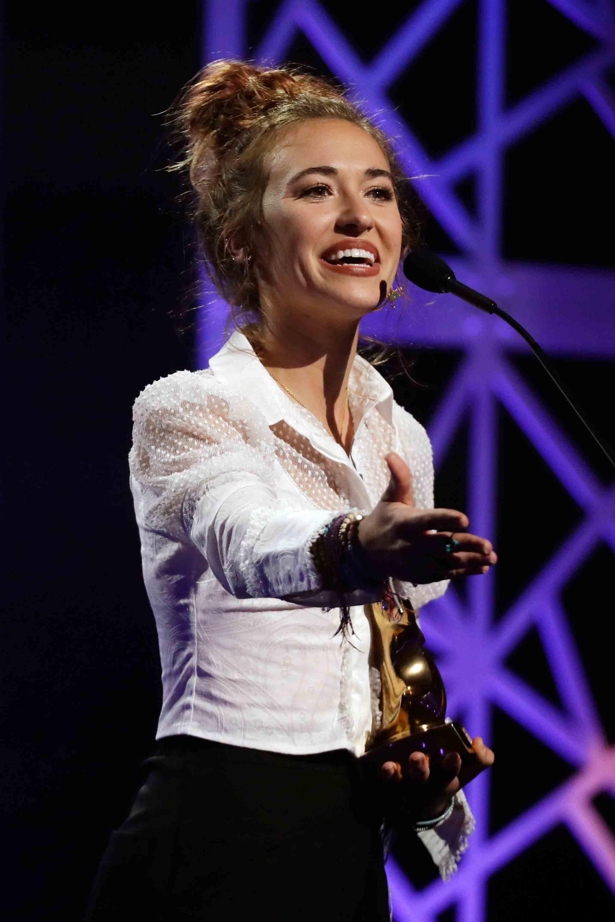 Lauren Daigle accepts the artist of the year award during the Dove Awards on Tuesday, Oct. 15, 2019